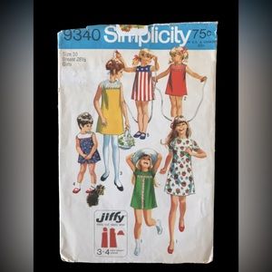 Vintage 1980s Simplicity 8340 Sewing Pattern Summer Dress Girl Size